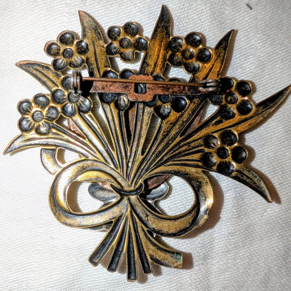 Vintage‎ Wheat Floral Spray Brooch